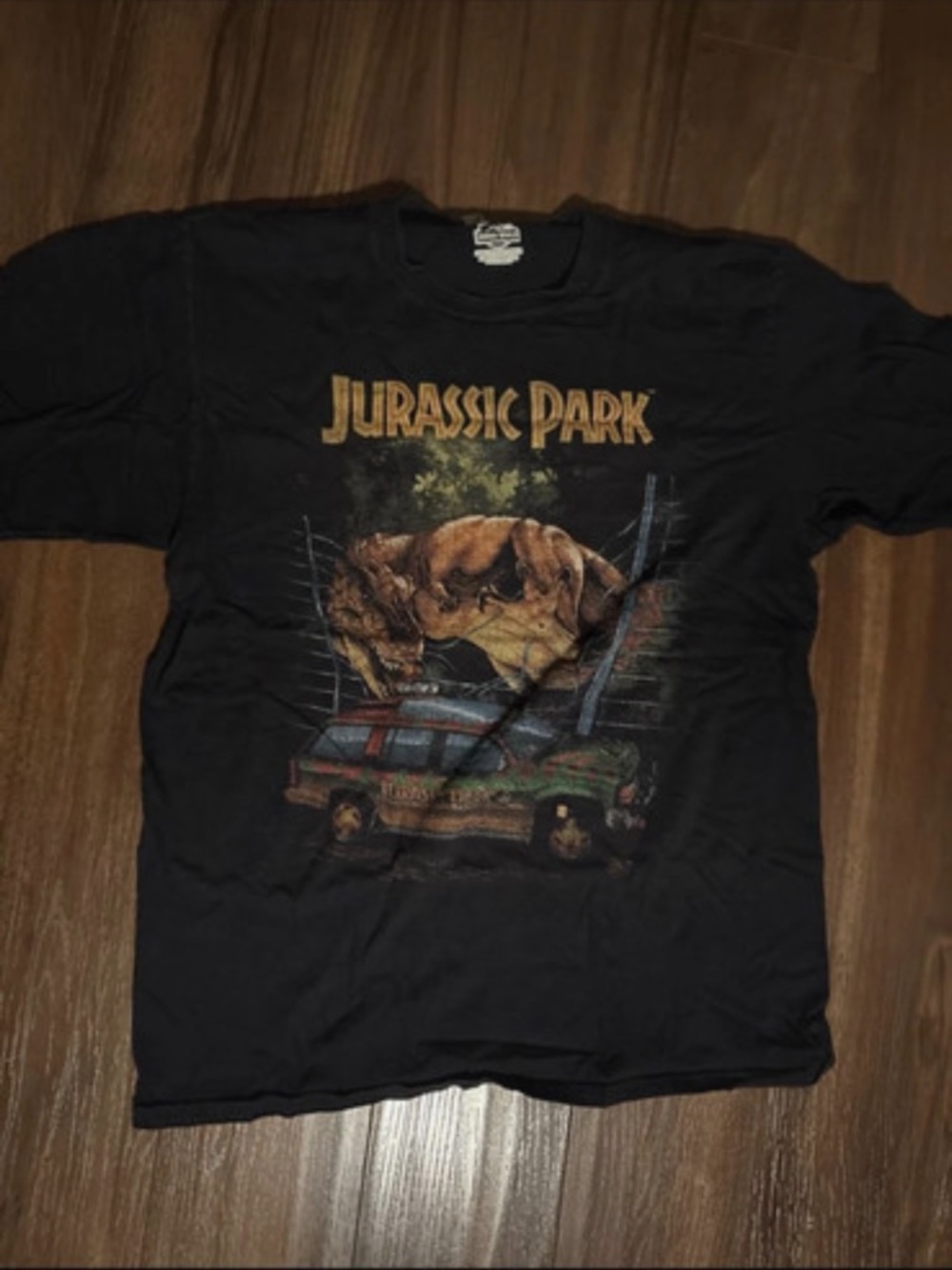 Jurassic Park Black Graphic Tee - Classic Dinosaur Print